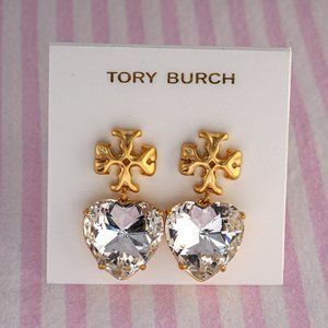 Tory Burch Roxanne Heart Crystal Earring in Gold - Brand New